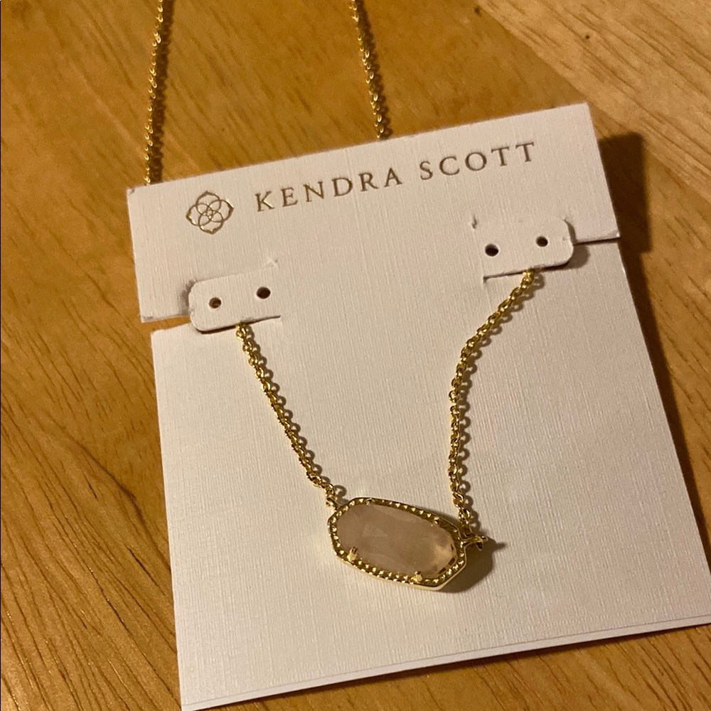 Kendra Scott necklace rose quartz gold Elisa